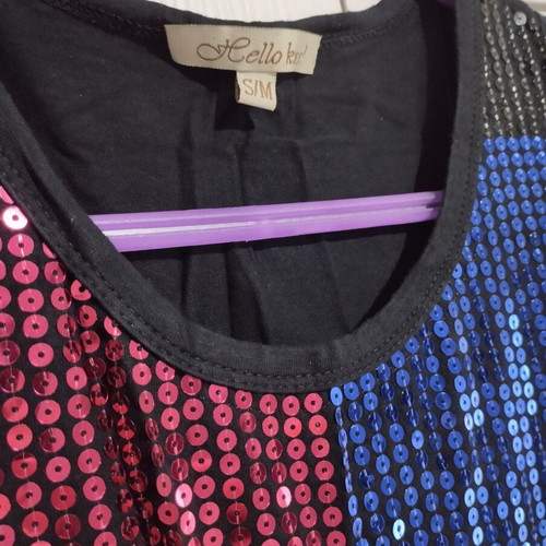 Women's sequined top size M like new, black and blue