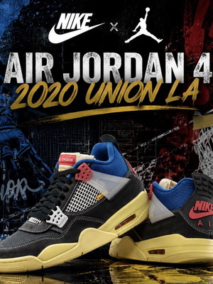 Nike Air Jordan 4 2020 Union LA sneakers, size 44