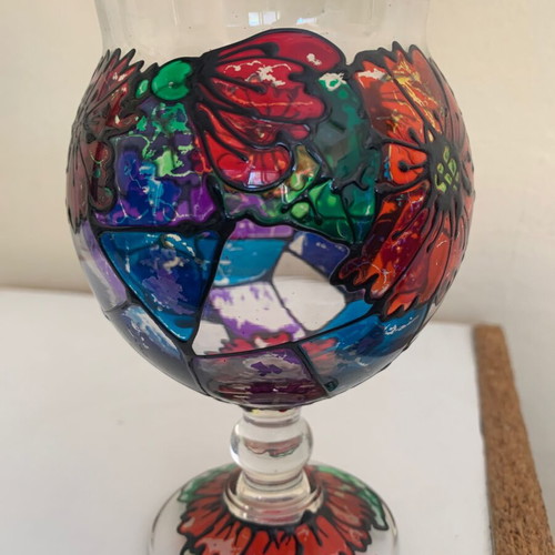 Handpainted glass used, 19cm height, 7cm width