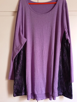 Plus size purple blouse dress with lace details, size 5XL