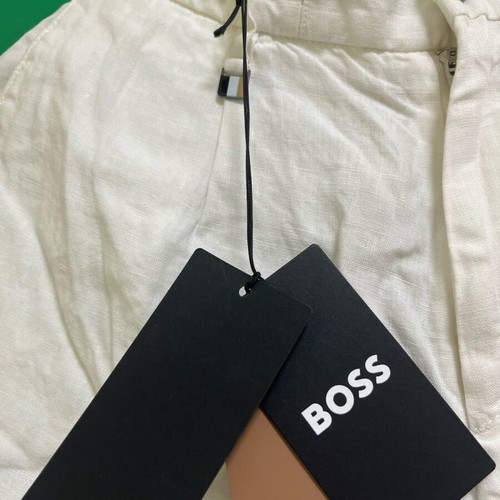Boss men's pants white 100% linen new slim fit size 48 small
