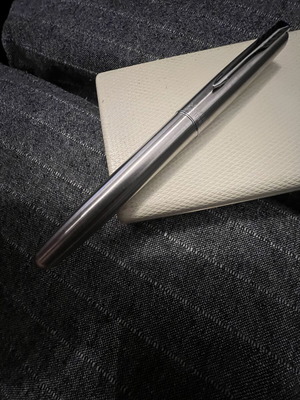 Vintage Parker Frontier Flighter fountain pen used, stainless steel
