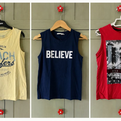 Sleeveless boys' t-shirts pack of 3 like new, multicolor, age 10-12