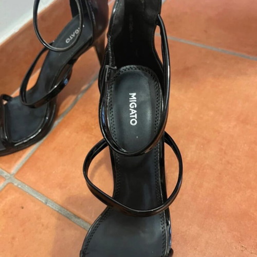 Migato black high-heeled sandals like new, size 37.5, 10cm heel