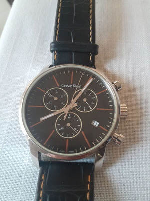 Calvin Klein men's wristwatch with chronograph and date, black and silver