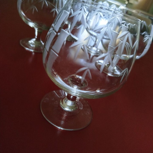 Noritake Vintage Cognac Glasses Set of 5 Bamboo Pattern like new
