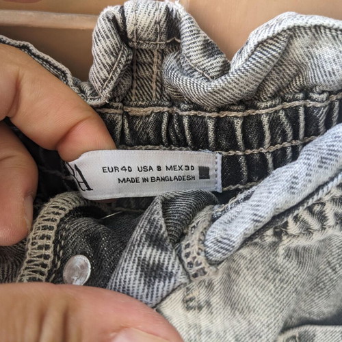 Zara high-waisted denim shorts, black and grey, size L