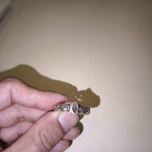 Silver ring with amethyst stone used, men's thumb size