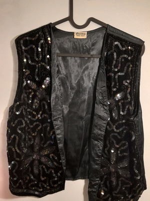Vest new black viscose with sequins