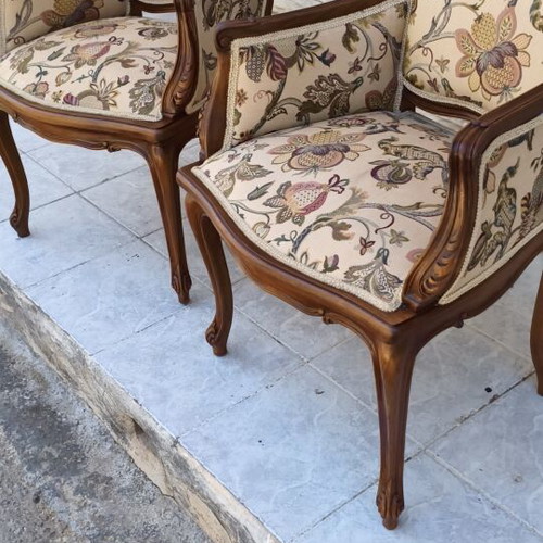 Pair of armchairs with handmade carving like new