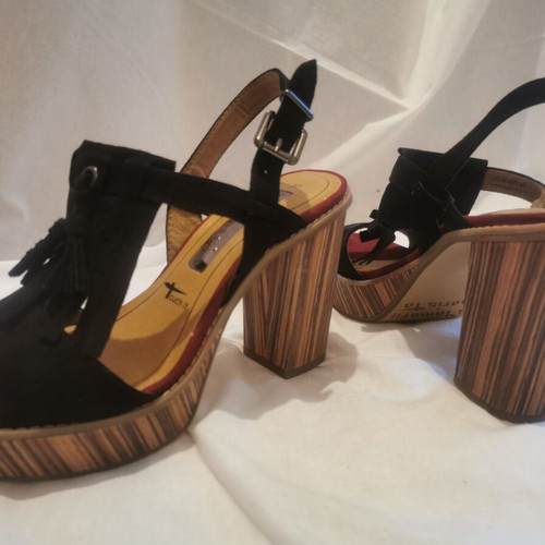 Women's heeled sandals used, size 37, black and brown