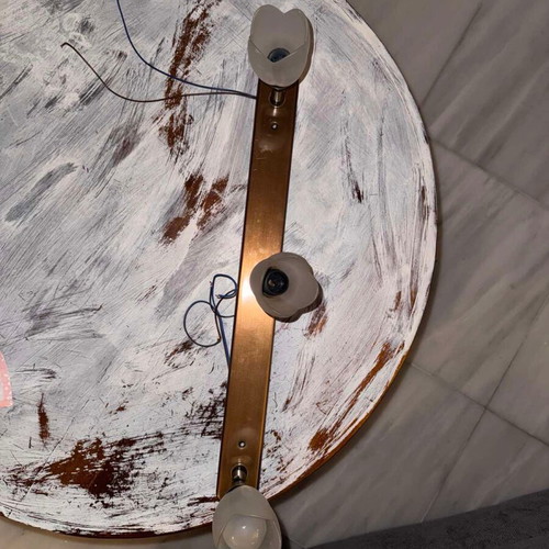 Wall light with 3 spotlights, bronze metal and glass