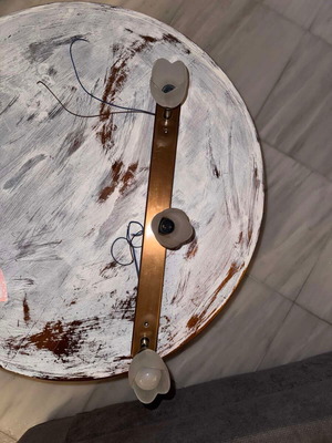 Wall light with 3 spotlights, bronze metal and glass