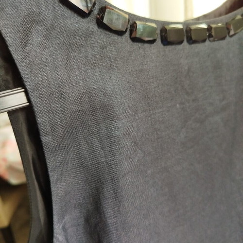 Zara classic midi dress like new black with square stones neckline