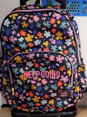 Miquelrius backpack with trolley, floral pattern