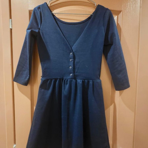 Stradivarius midi dress in navy blue, like new, size S