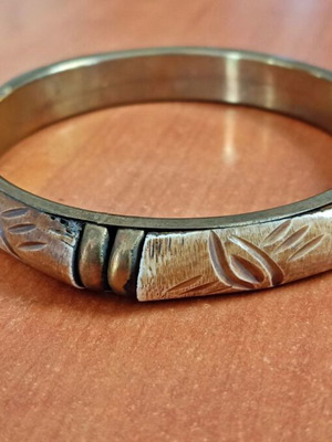 Vintage bracelet new, brass and camel bone, boho style