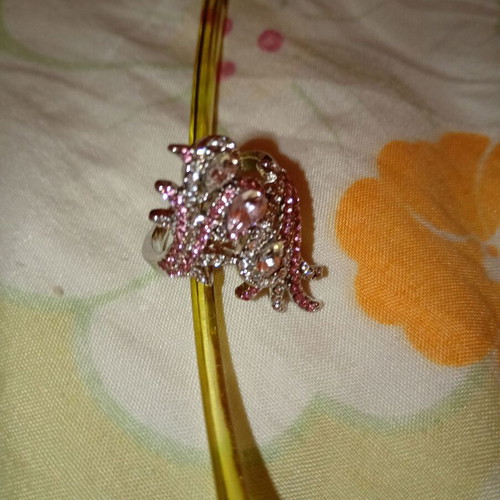 Romantika Ring in Pink with Zirconia Silver Coating, New