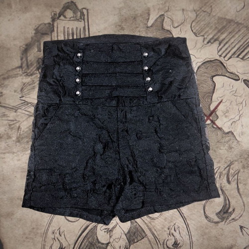J. Stars Lace Shorts with Matching Band Detail like new, black and silver