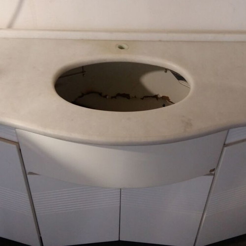 Bathroom furniture complete with sink and marble, used, Italian white lacquer