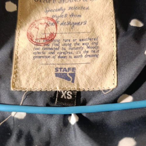 Staff Jeans waterproof navy blue polka dot jacket XS like new