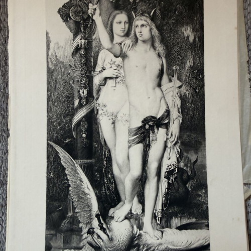 Engraving used, collectible old, 19 x 28 cm