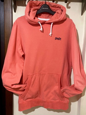 Superdry hoodie like new, pink coral, unisex, size L slim fit