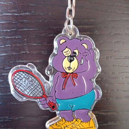 Care Bears keychain used with bear and tennis racket