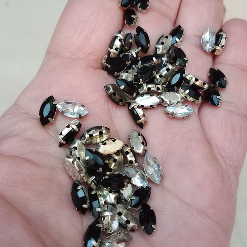 Glass rhinestones on metal base like new for sewing