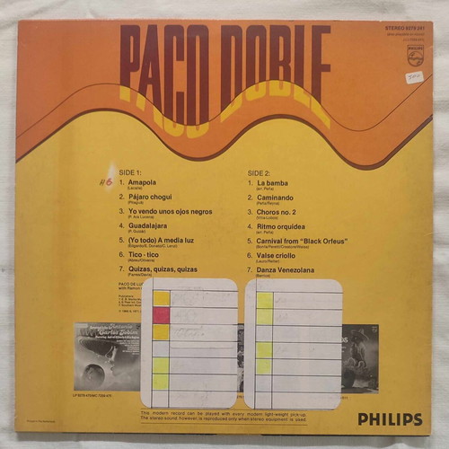 Paco Doble vinyl record used, folk, 1969