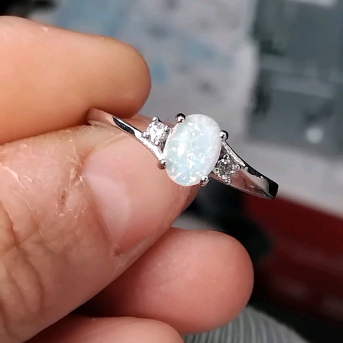 Opal ring with zirconia stones size 9 new