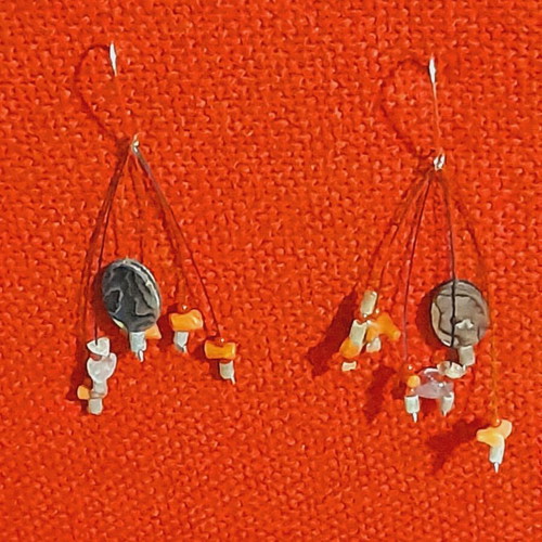 Handmade earrings with silver 925 clasp, red and turquoise