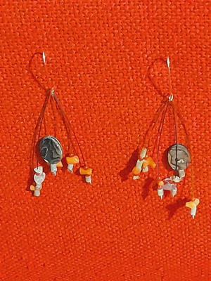 Handmade earrings with silver 925 clasp, red and turquoise