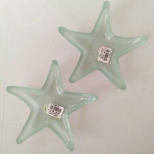 Glass decorative starfish plates set of 2 new