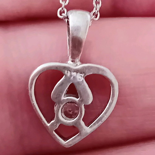 Silver 925 heart pendant like new with zircon and 42cm chain