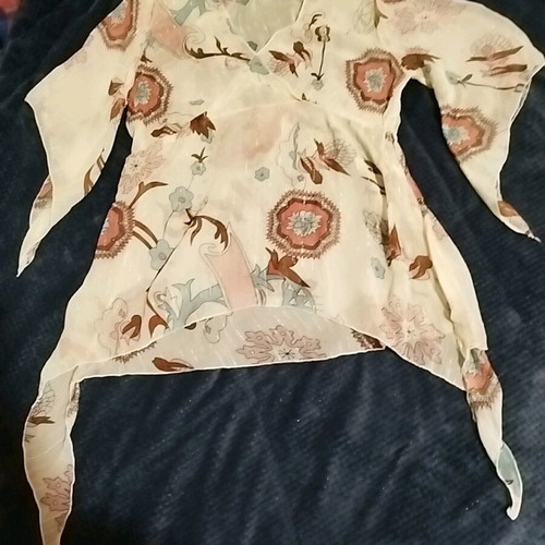 Tunic blouse beige with gold thread size S like new