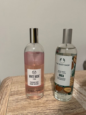 The Bodyshop Body Mists used White Musk and Shea