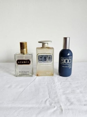 Collection of empty perfume bottles used, 3 collectible ARAMIS