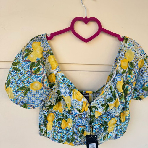 Positano print top new with tag, Primark, blue and yellow