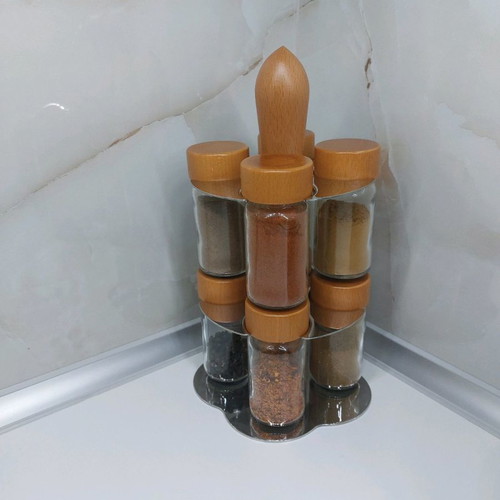 Giannini spice rack used, wood and stainless steel
