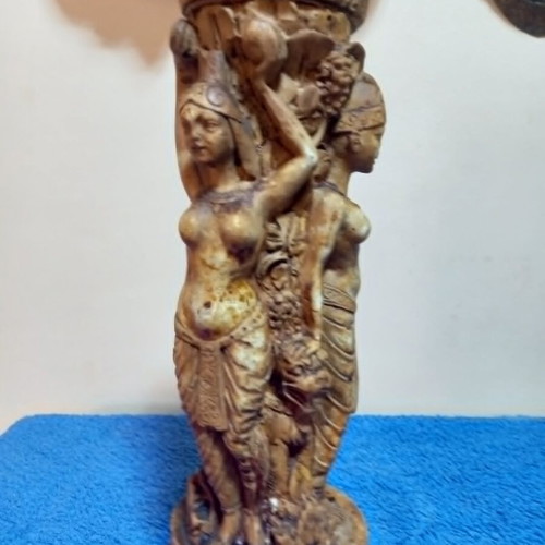 Decorative resin vase vintage with carved female figures used