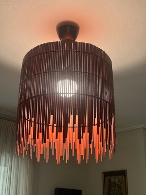IKEA ceiling light with wooden look and vertical slats design