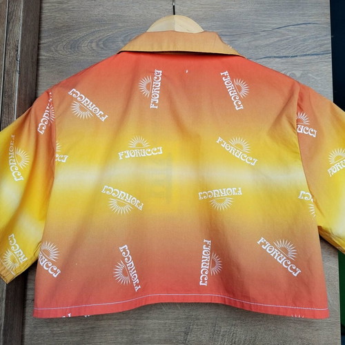 Fiorucci cropped summer shirt new, size M, orange and yellow