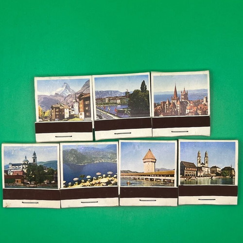 Swiss matchboxes set like new, 7 pieces
