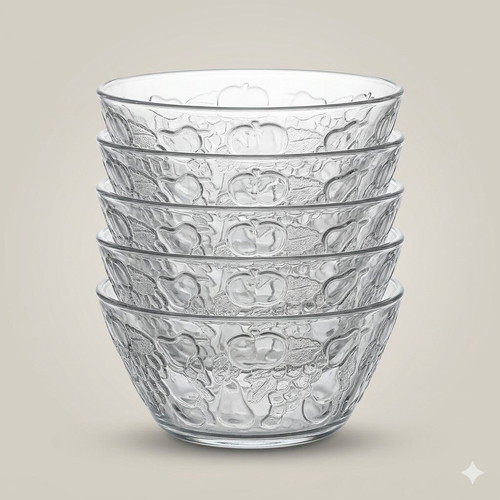 Glass bowls new, set of 6, with unique design
