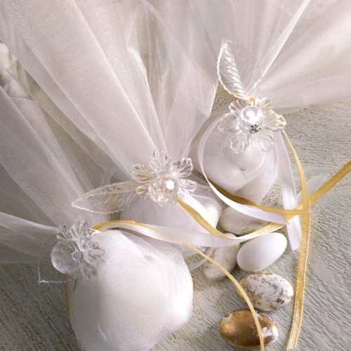 Handmade wedding favors new with crystallized flower and organza tulle