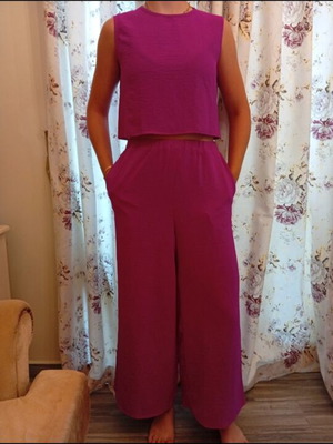 Set crop top and palazzo pants new, pink