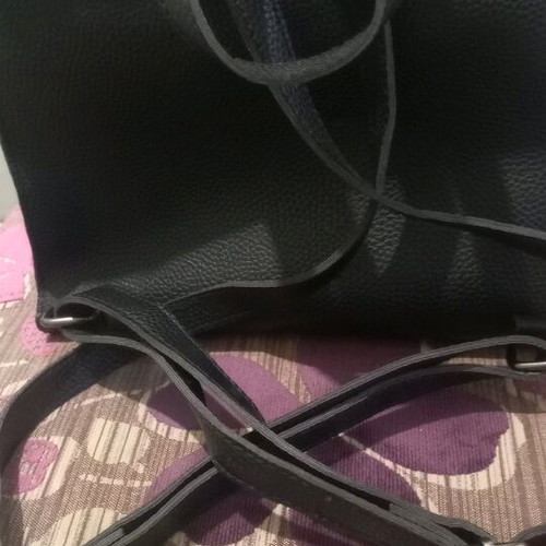Black synthetic backpack bag used