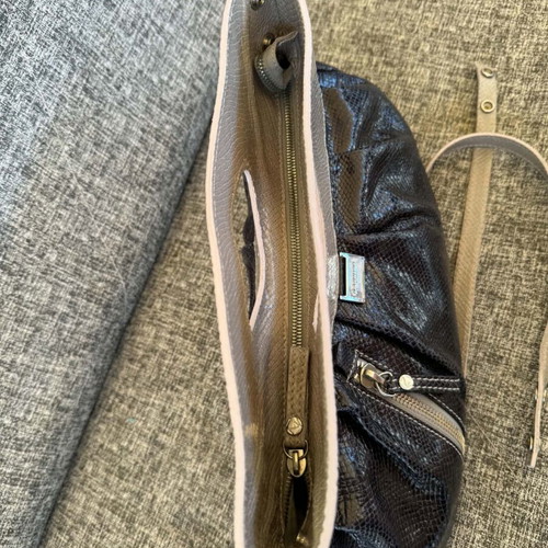 Nannini leather handbag like new, black and beige