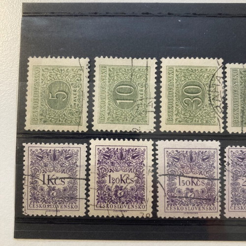 Czechoslovakia sealed stamps used, set of 12